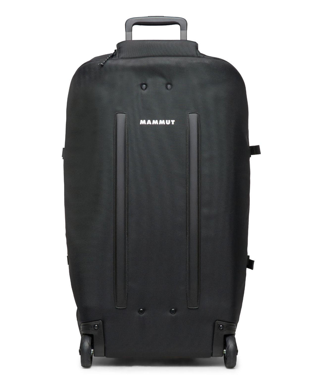 Mammut Wheeled Cargo 90 svart resväska med hjul och utdragbart handtag för smidig transport.