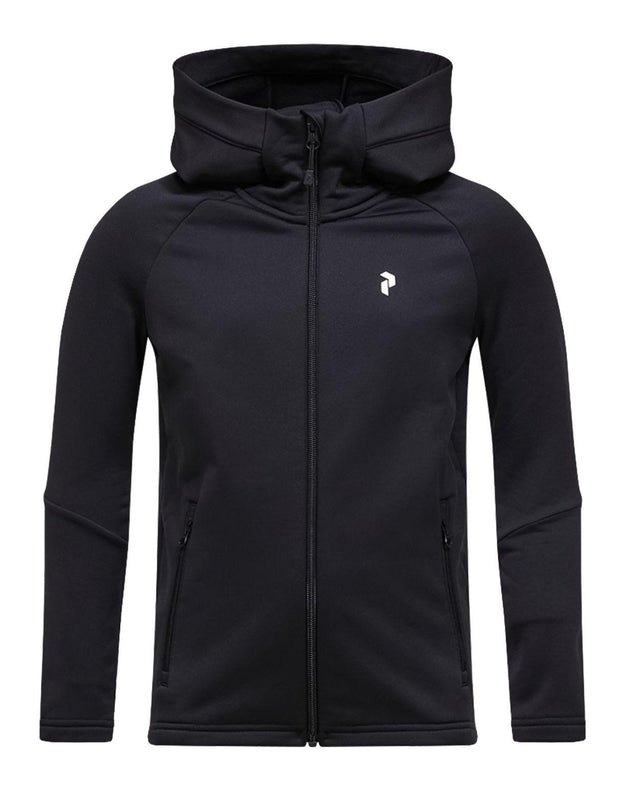 Peak Performance Rider Essentials Zip Hood Junior - Svart mellanlager med luva för skidåkare