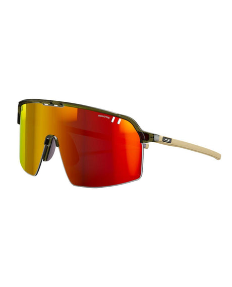 Julbo Intensity Reactiv 1-3 solglasögon i Army Green och Matt Beige med orange spegelglas.