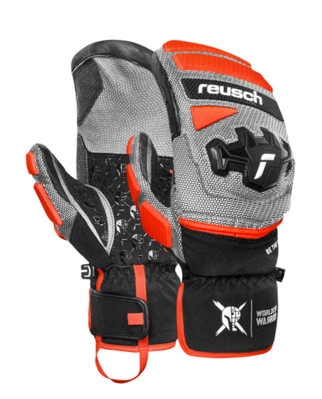Reusch Worldcup Warrior GS Mitten - Black/Silver/Fluo Red - Alpingaraget