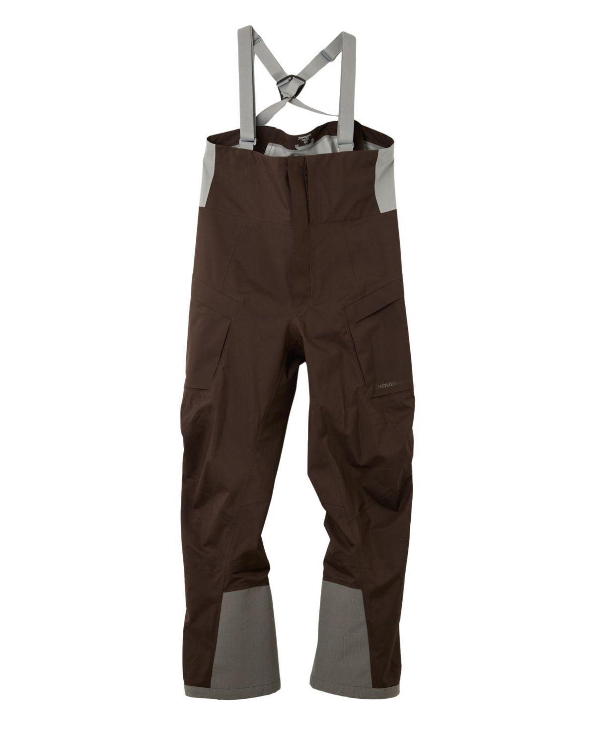 Bruna skidbyxor med hängslen av modell Houdini Rollercoaster Bib Pants II Men framifrån.