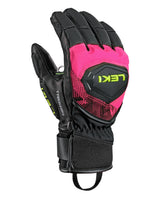 Leki WCR Pro TR Junior racinghandske för tävlingsåkare i svart/neonrosa med uppdaterade skydd och Trigger-system.