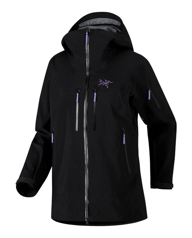 Arc'teryx Rush Jacket Women i färgerna Svart och Violectric, en teknisk skidjacka för dam.