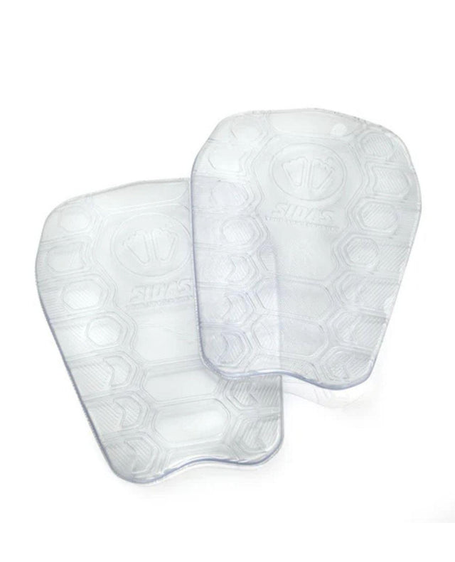 Sidas Shin Protector EVO benskydd i genomskinligt material med präglad logotyp och mönster.