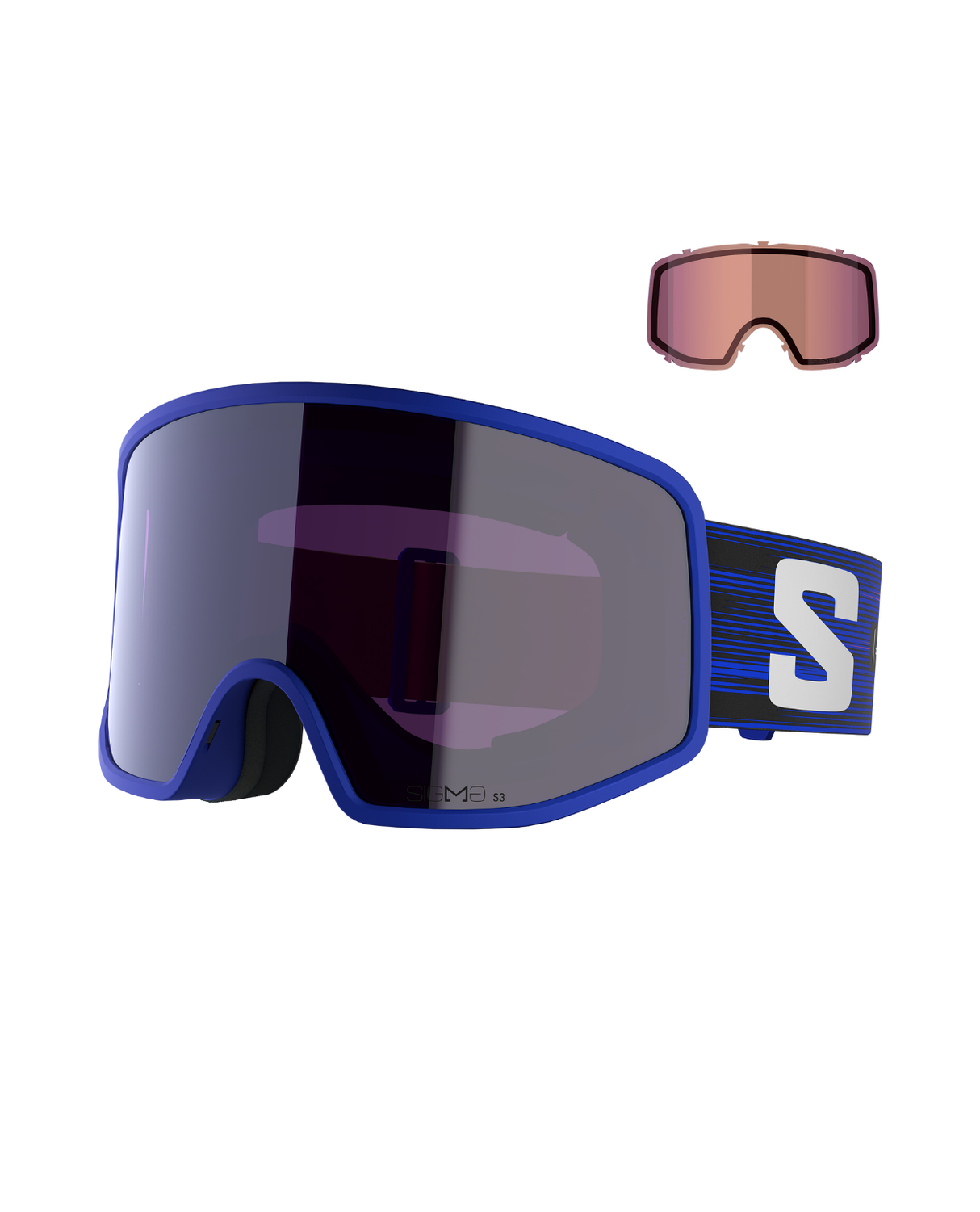 Salomon Sentry Pro Sigma Equipe skidglasögon i race blue med extra lins för alpina skidåkare.