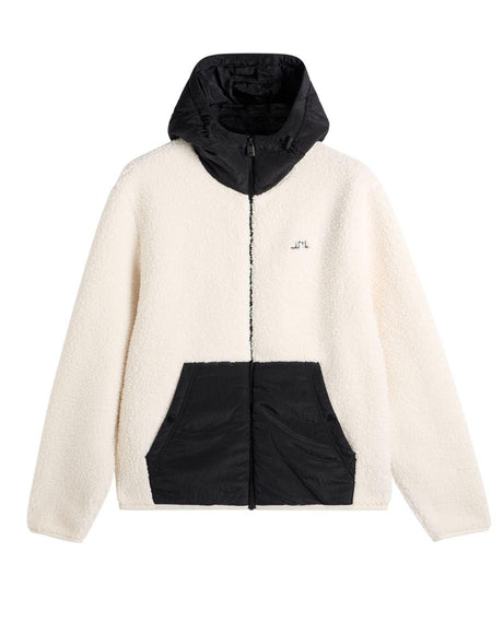 J.Lindeberg Varek Hybrid Zip Hood för herrar i färgen tofu med mörka paneler