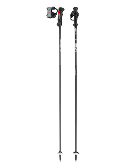Leki Carbon 14 TR kolfiberstavar med Trigger-grepp för alpina tävlingsåkare i svart och vitt.