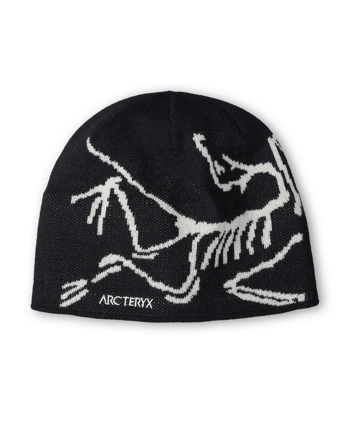 Arc'teryx Bird Head Toque - Svart mössa med stickad fågelgrafik i vitt för sköna dagar på berget.