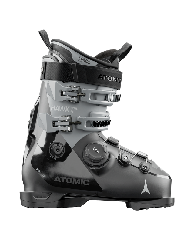 Atomic Hawx Prime 95 BOA damalpinpjäxa i färgen Black/Glacier med BOA-system för exakt passform.
