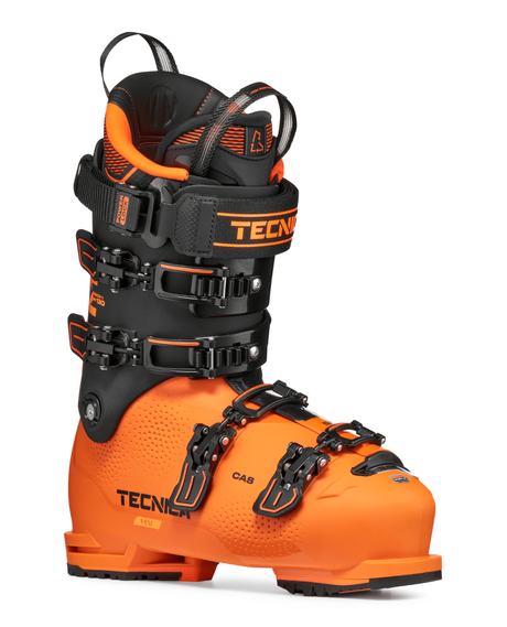 Tecnica Mach1 HV 130 TD 26/27 alpinskidpjäxa i orange och svart färg.