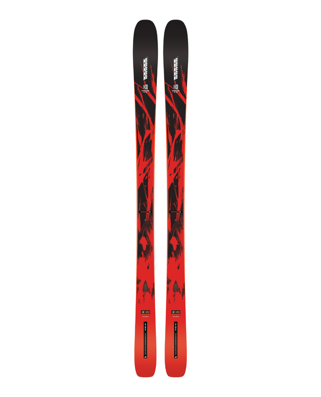 K2 Mindbender 88 är en all mountain-skida i svart och rött med modern konstruktion för pist och varierande snö.