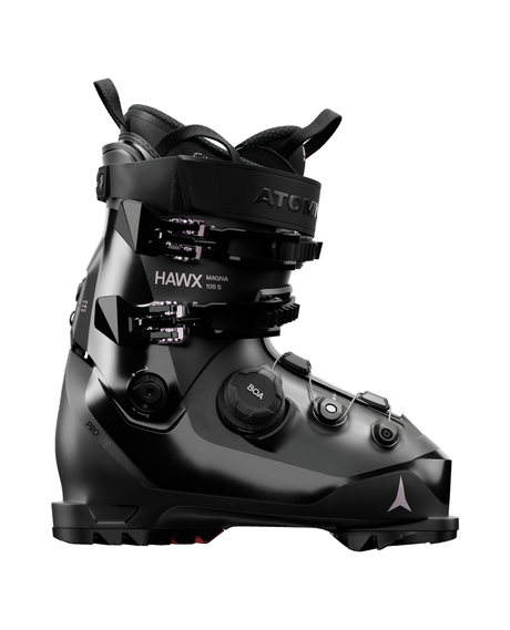 Atomic Hawx Magna 105 S BOA alpinpjäxa för damer i svart med BOA Fit System och detaljer i roseguld.