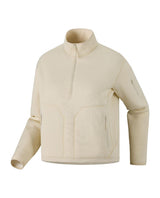 Arc'teryx Covert 1/2 Zip dammellanlager i beige fleece med återvunnet material och hög krage.
