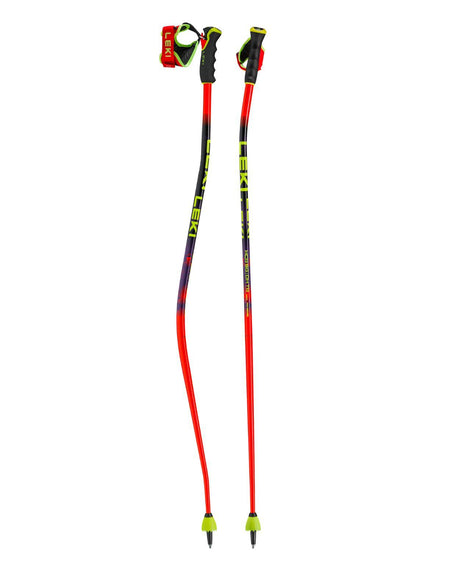 Leki WCR SG/DH TR racingstavar i nya färger med Trigger 3D-grepp och aerodynamisk profil för alpina tävlingsåkare.