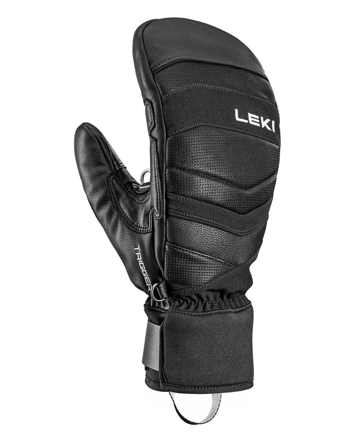 Leki Epicon TR Mitt i svart läder med integrerat Trigger-system för maximal kraftöverföring för tävlingsåkare.