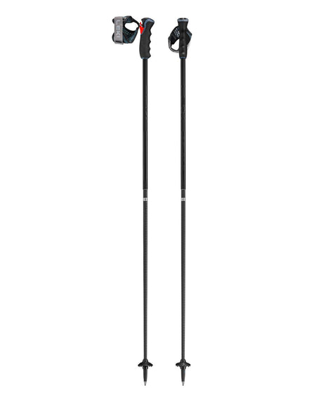 Leki Black Venom GS TR racingstavar i kolfiber med Trigger-system och synlig kolfiberstruktur.