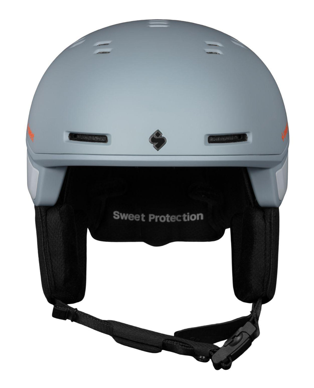 Sweet Protection Adapter Mips Helmet i Platinum Grey, en grå alpinhjälm sedd framifrån med integrerad Mips-teknologi.