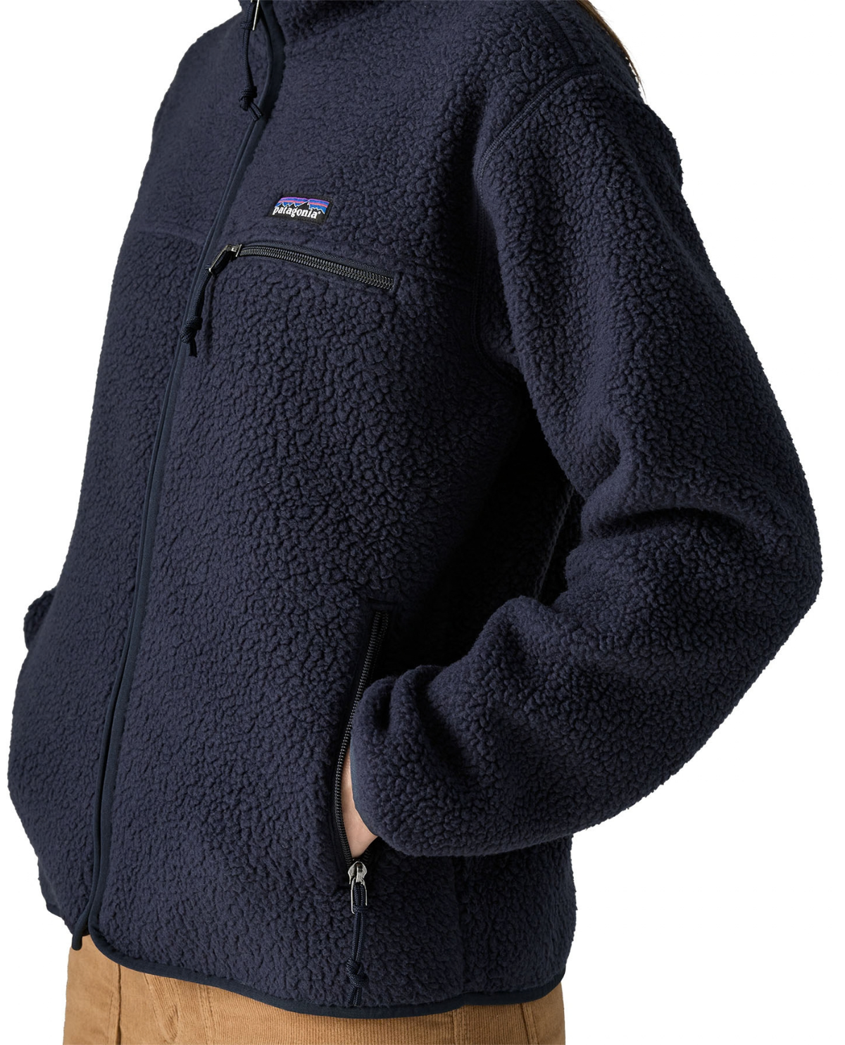 Patagonia Retro Pile Jacket Women - Sunken Blue damjacka i mjuk fleecematerial med dragkedja och bröstficka.