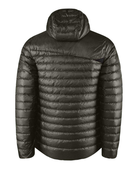 Klättermusen Lopt Hood Jacket Men i färgen Dark Dusty Green, visad bakifrån med huva.