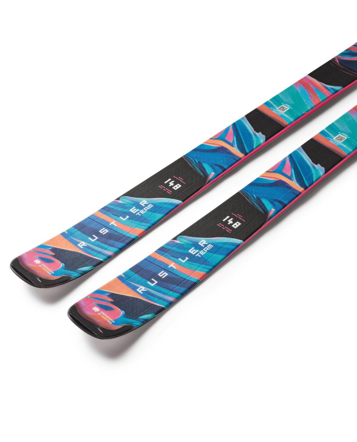 Blizzard Rustler Team juniorskidor med färgglad design och tryckta detaljer på ovansidan. - Alpingaraget