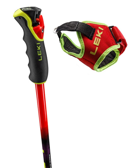 Leki WCR GS Carbon TR racingstav med uppdaterat Trigger 3D-system i rött för alpina tävlingsåkare.