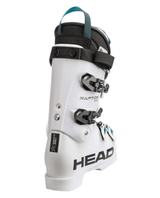 Vit Head Raptor M5 RV racepjäxa med svarta Spineflex-spännen, optimerad för alpin tävlingsåkning och precision.