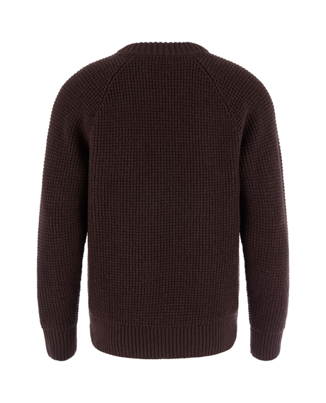 Fjällräven Övik Waffle Knit Men Black Oak – Baksidesvy av stickad tröja i mjuk ull.