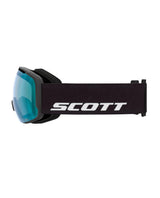Scott Goggle Sphere OTG i svart med AMP Aurora Green Chrome-lins som visar skidglasögonens sida.