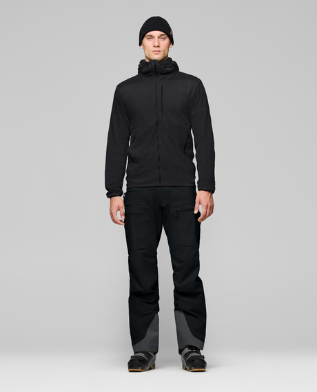 Norrøna Lyngen thermo100active Zip Hood Men - Caviar Black - Svart jacka för herr framifrån