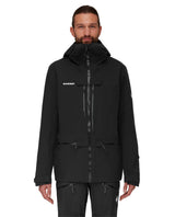Mammut Haldigrat HS Hooded Jacket Men i svart färg med freeride-inspirerad passform för alpin skidåkning.