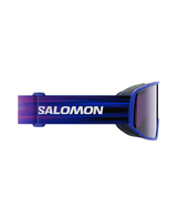 Salomon Sentry Pro S Sigma Equipe skigoggles i färgen Race Blue sett från sidan med tydlig banddetalj.
