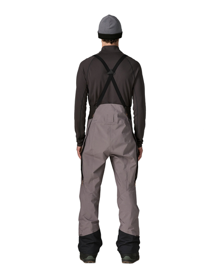 Patagonia PowSlayer Bibs Men - May Grey, baksida av grå skidbyxor för herr.