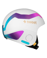 Vit Sweet Protection Volata 2Vi Mips racehjälm i färgställningen Miami Fade med integrerat rotationsskydd.