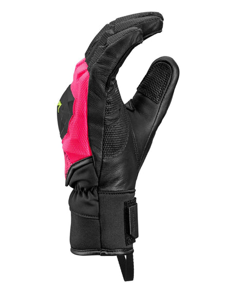 Leki WCR Pro Zero racinghandske i neonrosa/svart med robust lädergrepp och Speed Panel för tävlingsåkare.