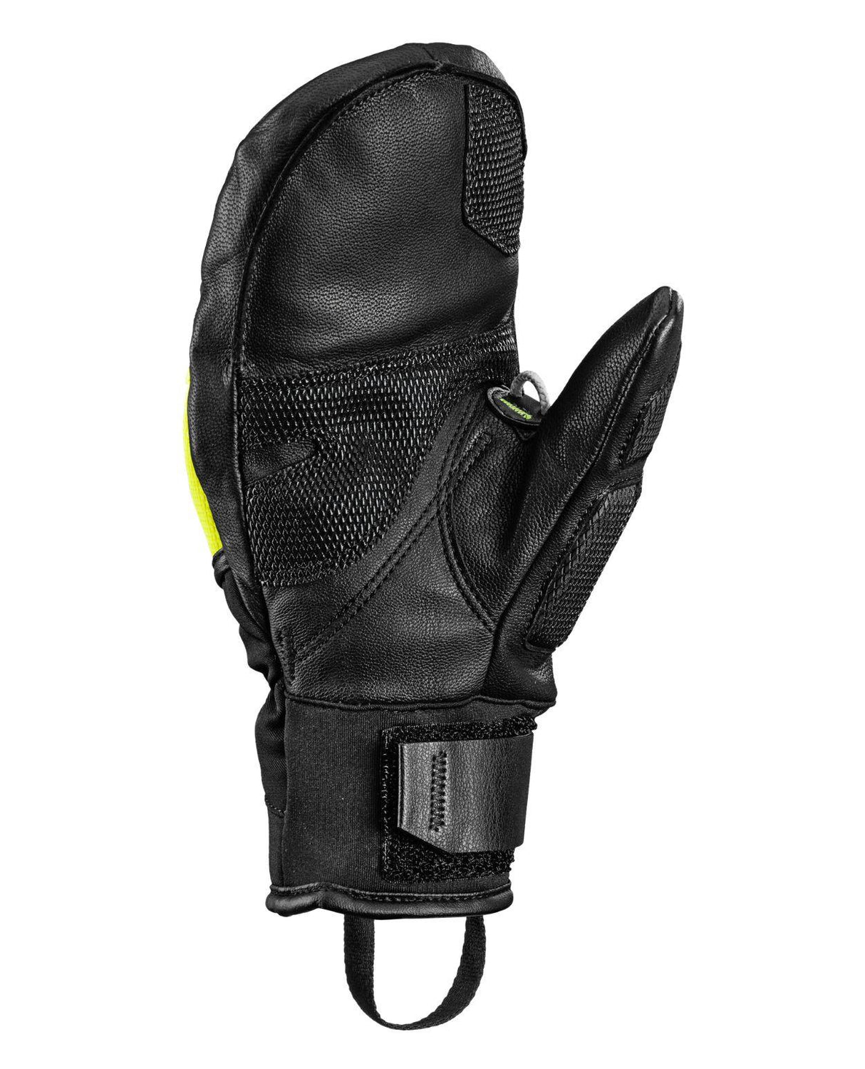 Leki WCR Pro TR Mitt Junior racetumvante i svart läder med Trigger-ögla för unga alpina tävlingsåkare.