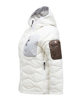 Peak Performance Helium Utility Down Hood Jacket Women Offwhite/Antarctica - sidovy