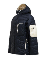 Peak Performance Helium Utility Down Hood Jacket Men i svart och sandfärgat utförande från sidan.