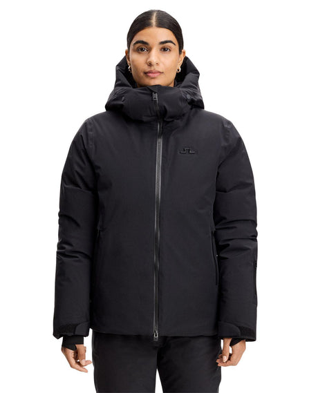 J.Lindeberg Oates Down Jacket dam i svart framifrån - Alpingaraget
