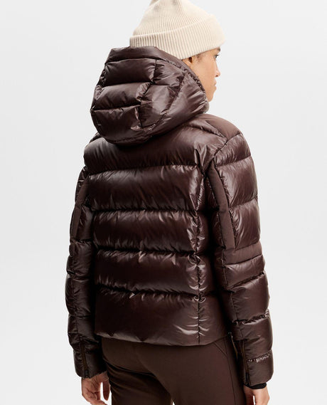J.Lindeberg Nerina Down Jacket Women Seal Brown sett bakifrån.