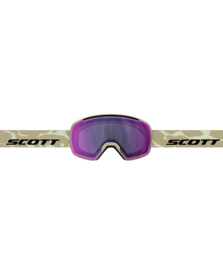 Scott Goggle Sphere OTG LS i Mojave Beige med blå kromlins för utförsåkning och skidåkning.