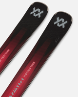 Völkl Peregrine 72 pistskidor visar de svarta och röda skidspetsarna med Völkls logotyp.