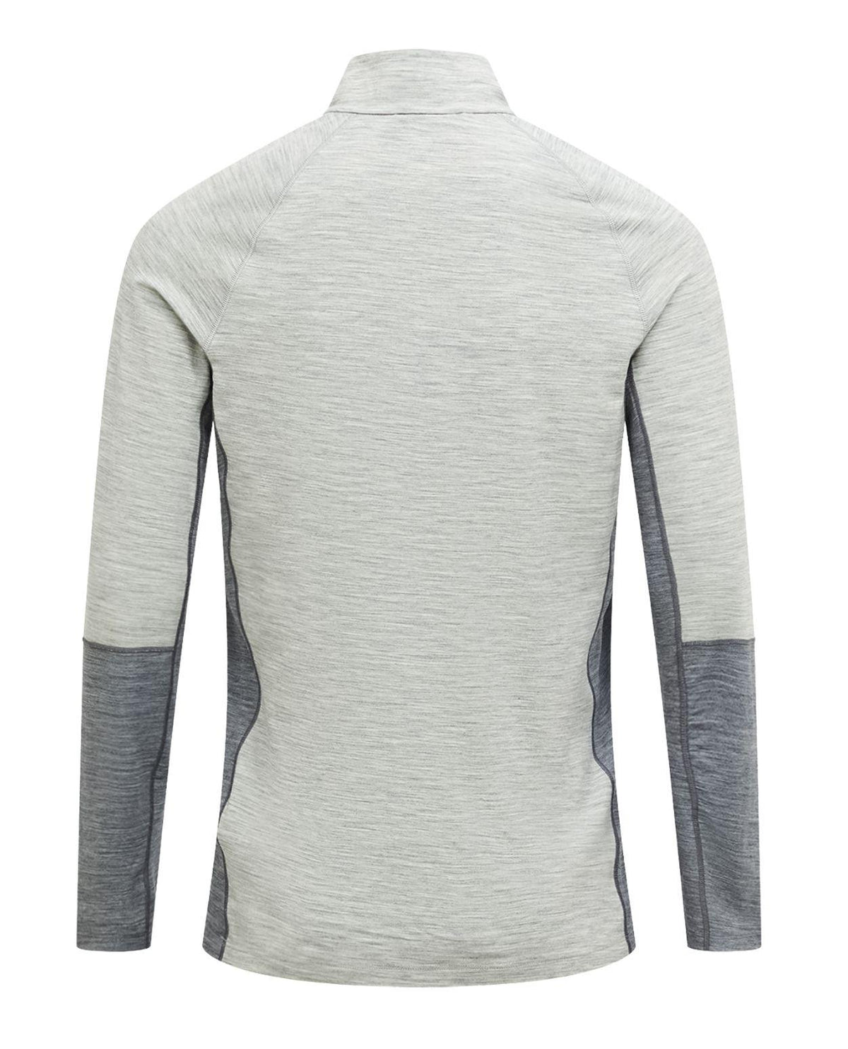 Peak Performance Magic Half Zip Men i färgen Med Grey Melange visar baksidan av det funktionella understället för herrar.