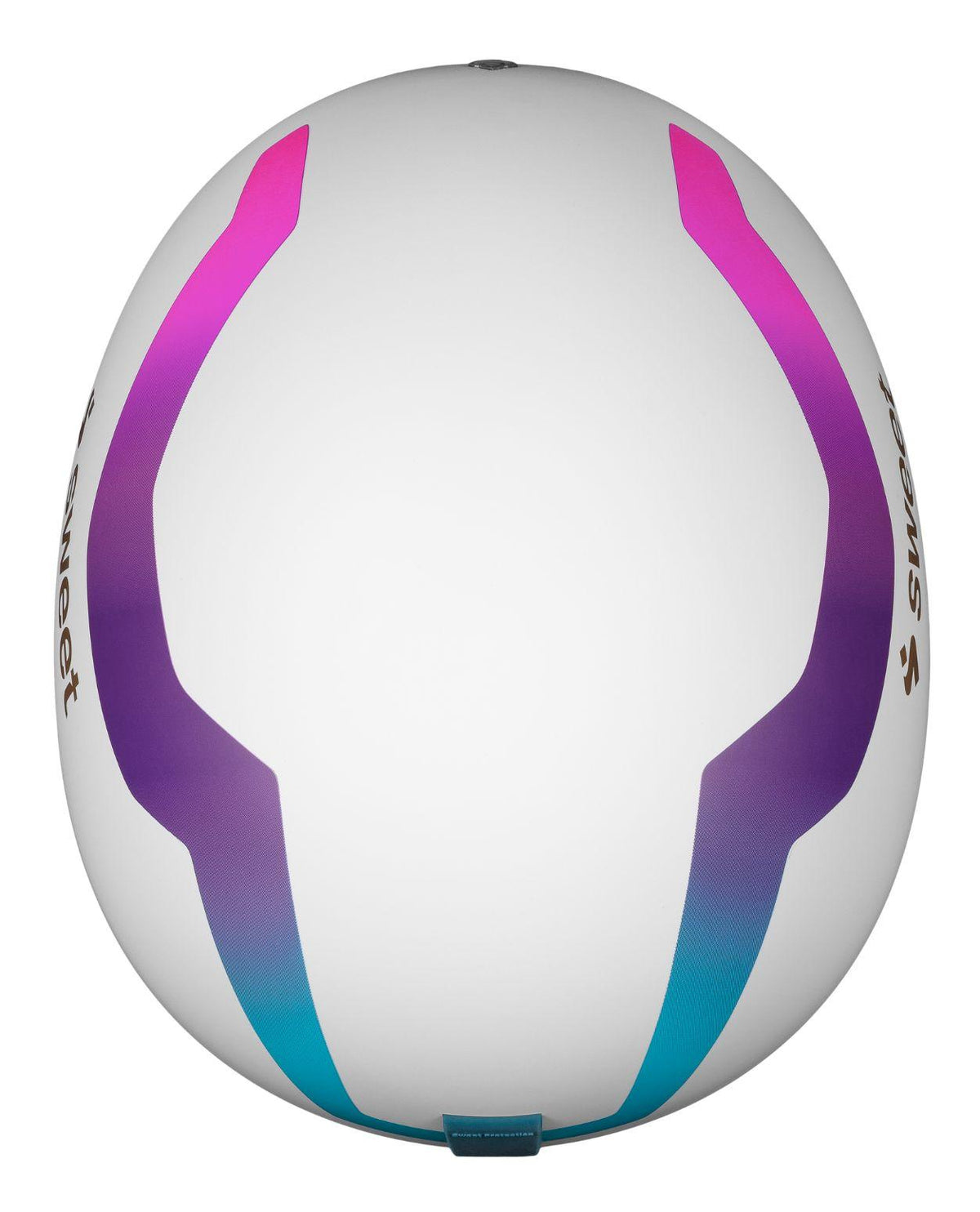 Sweet Protection Volata 2Vi Mips racinghjälm i färgerna Miami Fade, sedd ovanifrån.