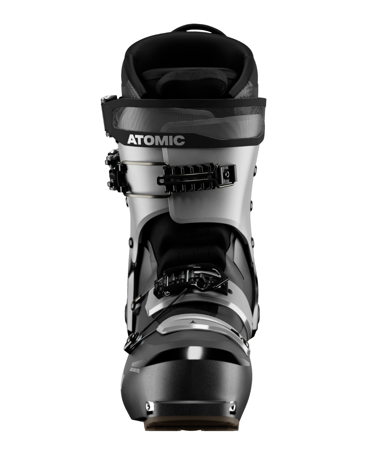 Atomic Backland XTD Carbon 120 GW toppturspjäxa i svart och silver sedd framifrån - Alpingaraget.