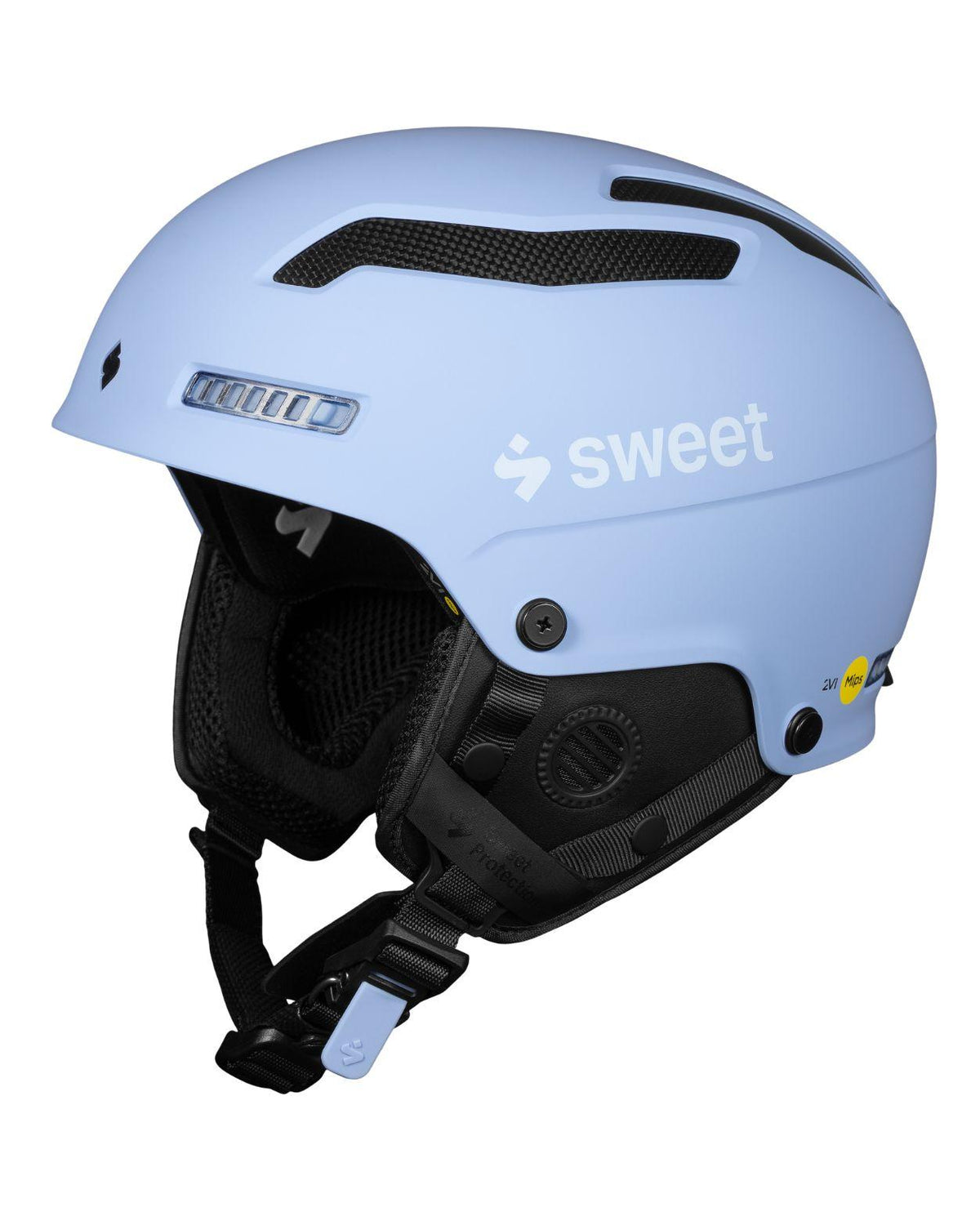 Ljusblå Sweet Protection Trooper 2Vi SL Mips skidhjälm för alpina skidåkare och slalom.