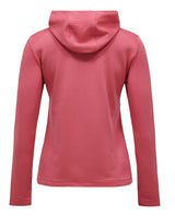 Peak Performance Trail Polartec Zip Hood dam i färg rosa visad bakifrån med huva.