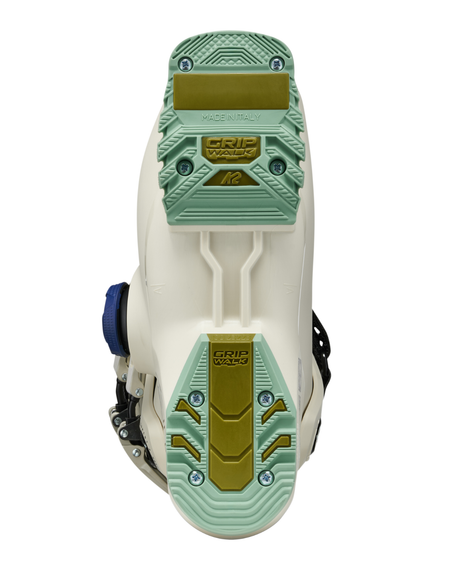 Undersidan på alpinpjäxan K2 Cortex 85 BOA Women med tydlig GripWalk-sula och slitstarka detaljer.