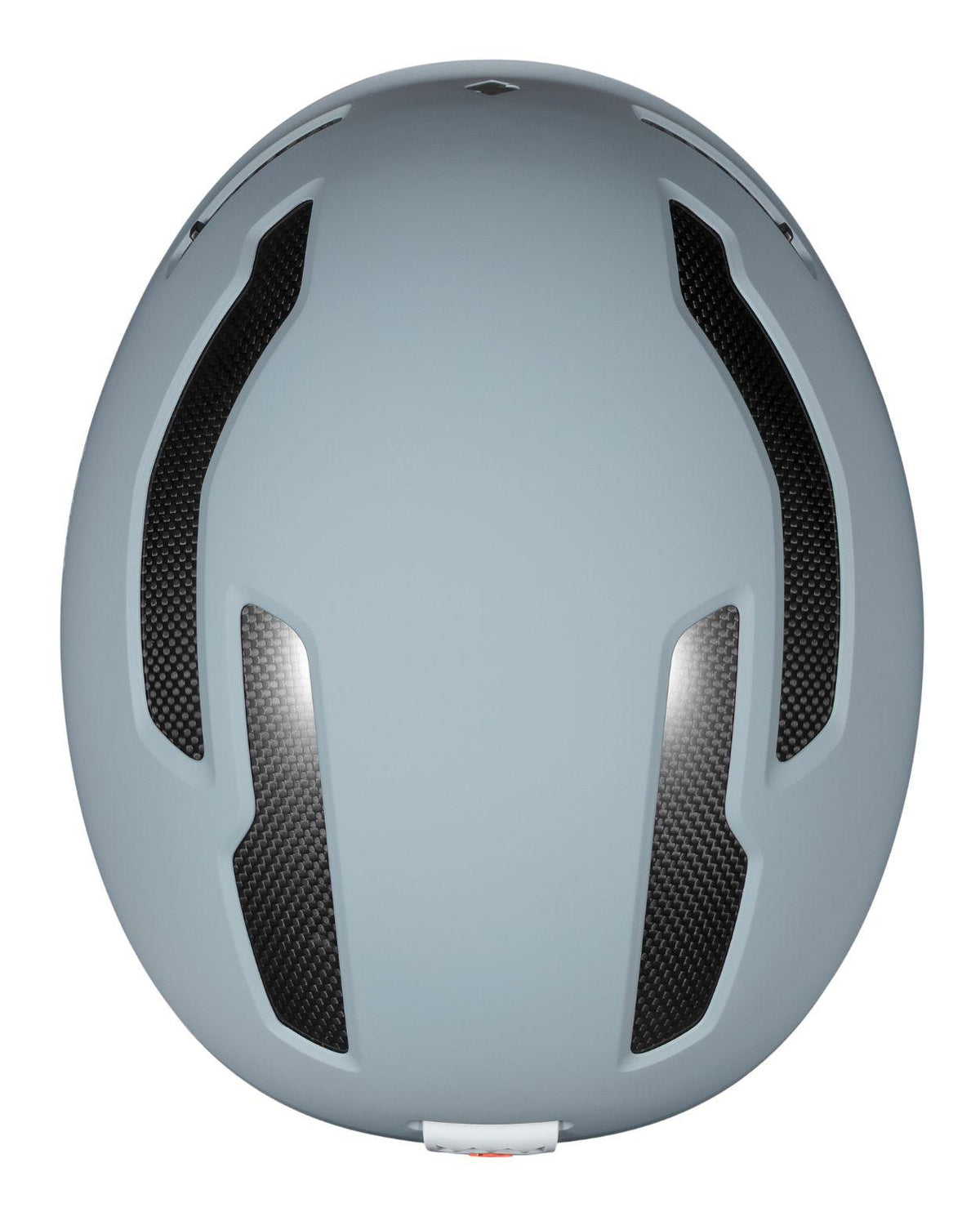 Toppvy av Sweet Protection Trooper 2Vi Mips skidhjälm i färgen Platinum Grey med kolfiberdetaljer.