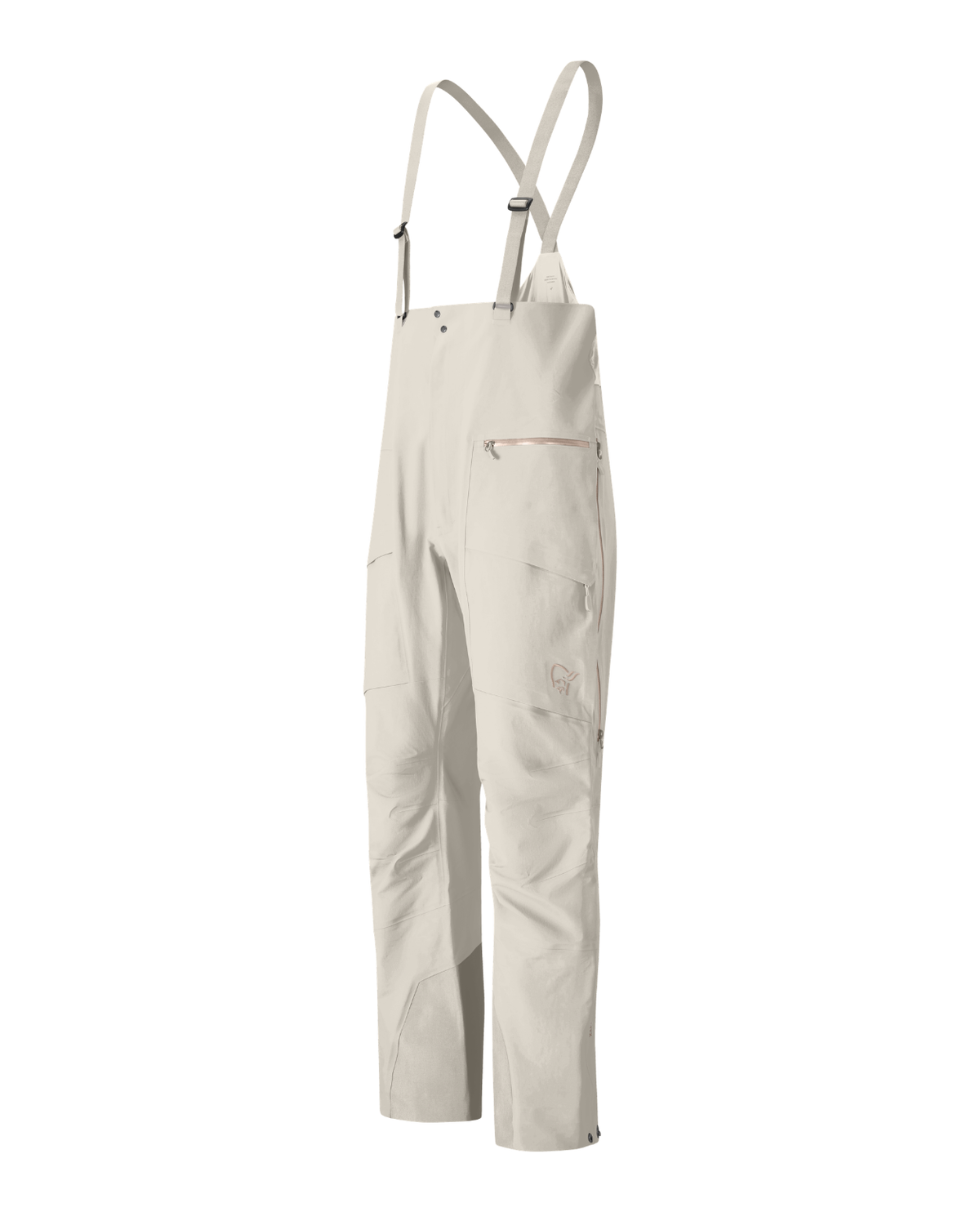 Norrøna Møre Gore-Tex Salopette Men - Oatmeal skidbyxor för herrar med hängslen i beiget färg.