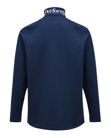 Peak Performance Rider Essentials Zip Jacket Men i Blue Shadow bakifrån, vilket visar det blå mellanlagret.